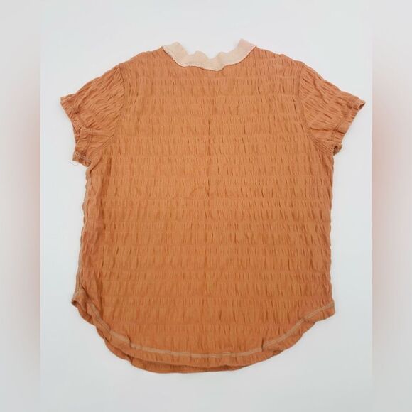 Free people | Peach Textured Women's ringer Top | size small - Picture 6 of 7